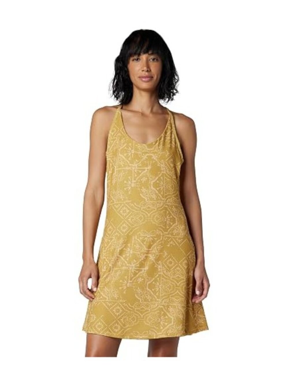 Prana Size S Opal Sleeveless V-Neck Athletic Dress Racerback Geo Toffee Print - Picture 10 of 10
